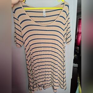 Striped Beige and Blue Women's Top